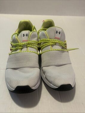 Under Armour White Sneakers with Neon Yellow Accents